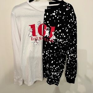 Disney Black & White 101 Dalmatians Split-Panel Top with Red Logo